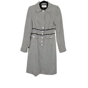 Liz Claiborne Vintage Houndstooth Black And White Button Down Coat